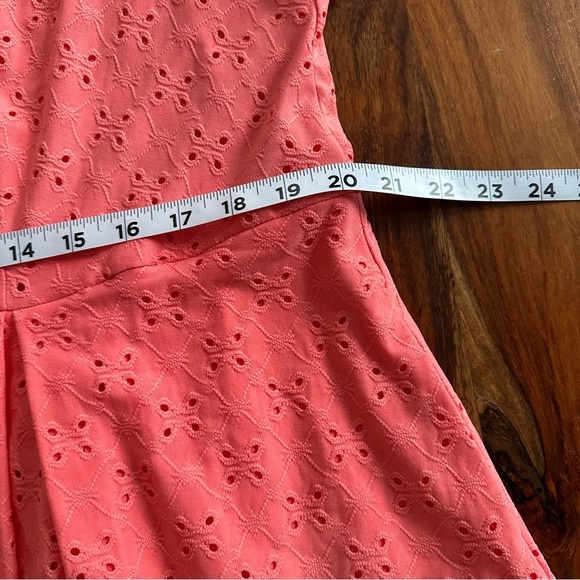 1X Hutch Anthropologie Coral Eyelet Box Pleat Fit & Flare Dress with Pockets - Picture 9 of 10